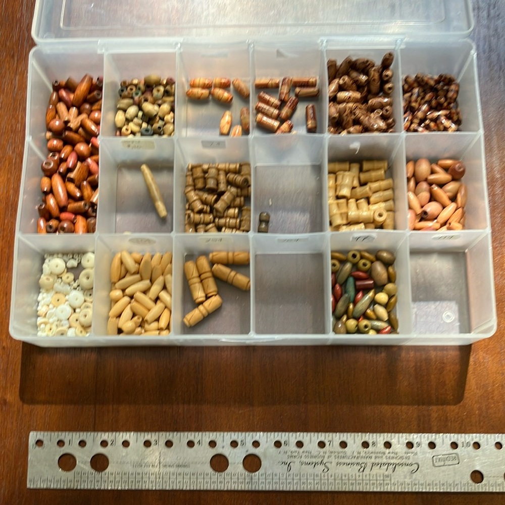 Wooden Bead Collection in Organizer